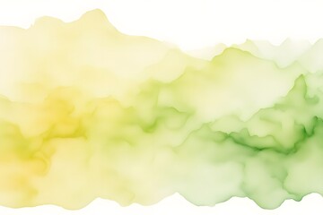 Fototapeta premium A smooth gradient from soft yellow to light green watercolor on white background, AI Generated