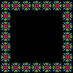 Frame with Embroidery  stitches. Crotchet ornament. 