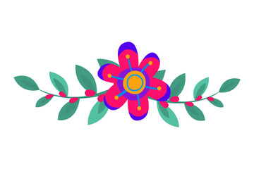 Flower in folk style. Boho design element.	