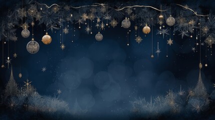 Navy blue abstract christmas background for greetings card on winter holidays. Neural network ai generated art