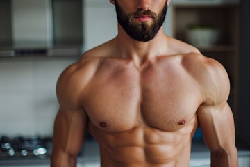 Fototapeta premium Sexy chest abs portrait of muscular handsome topless male model