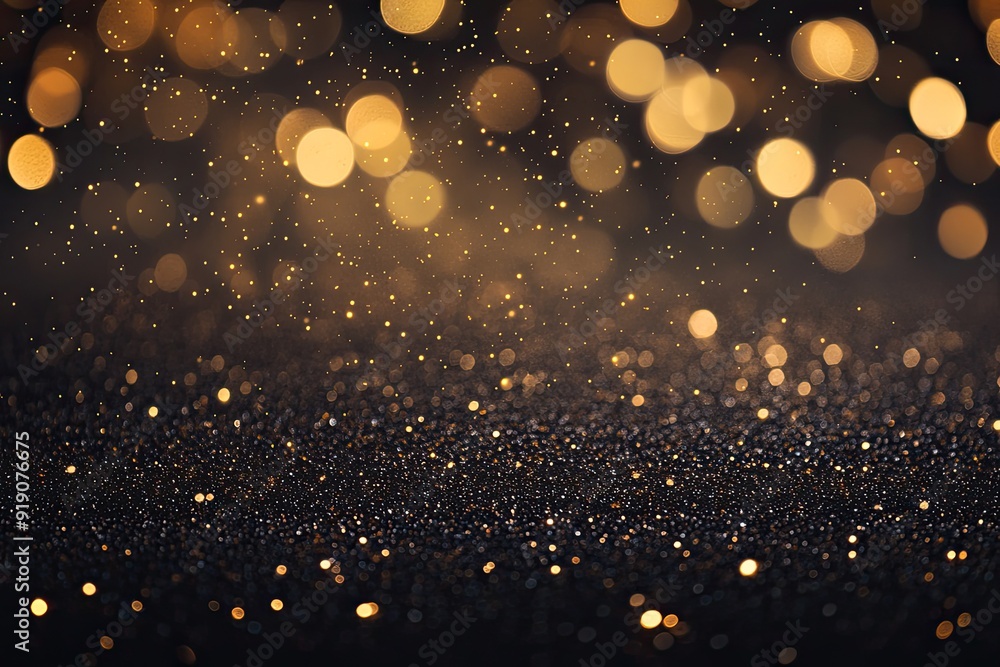 Aufkleber black background with golden bokeh. perfect for adding a touch of sparkle and glamour to your design
