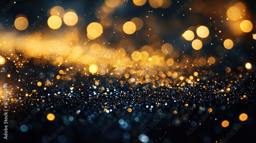 Poster sparkling glitter and golden bokeh. perfect for adding a touch of elegance and festivity to your des