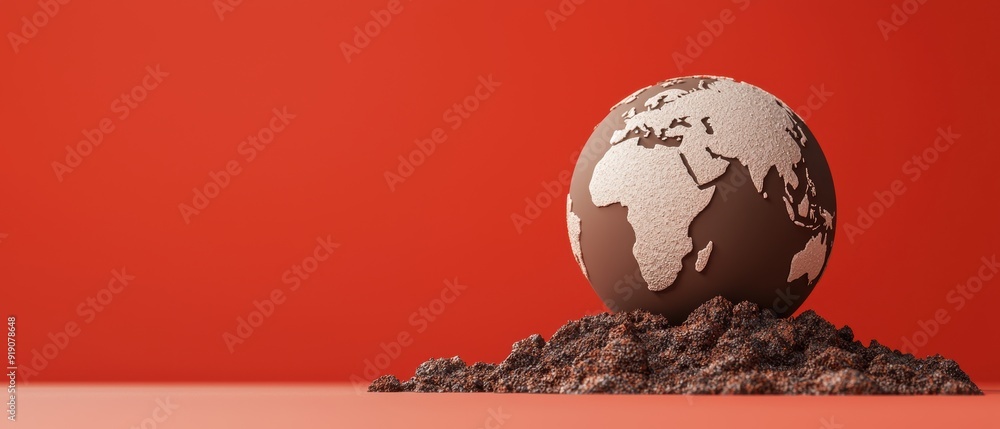 Poster global aid and development initiatives in animation with copy space, grunge splash dust effect