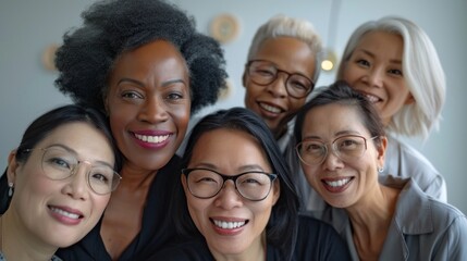 A group of women with glasses and smiling