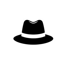 Black and White Fedora Hat illustration - Minimalist Hat Vector Graphic