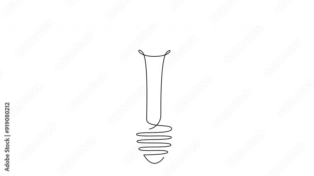 Poster self drawing simple animation of single continuous one line drawing of light bulb. animated drawing 