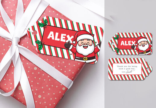 Christmas Gift Label with AI Illustration