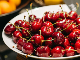 fresh cherries at the market