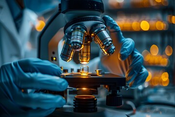 Close-Up of a Scientist Using a Microscope in a Laboratory Setting