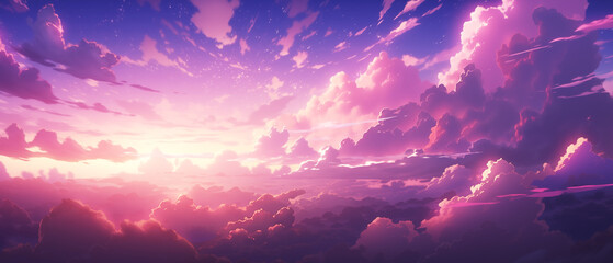 Beautiful clouds and sky anime background