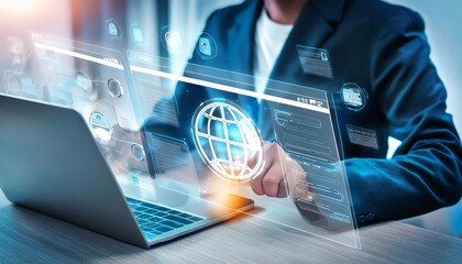 Web browser and internet navigation, featuring symbols like browser windows, address bars, and navigation icons symbolizing online browsing, internet access, and digital exploration. 