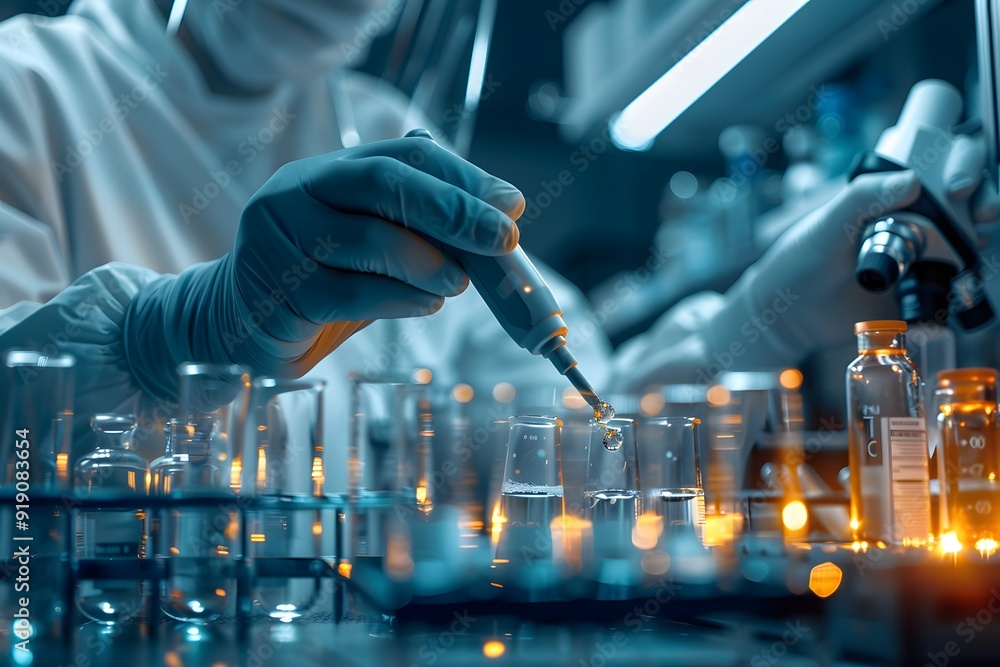 Poster precision in action: a scientist conducting experiments in a modern laboratory