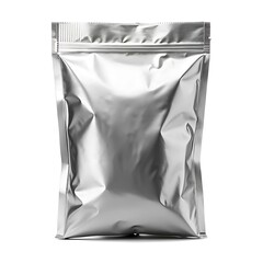 Silver foil bag mockup isolated