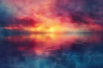 Obraz premium Breathtaking Sunset Over Tranquil Waters