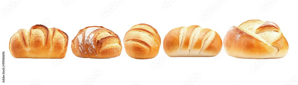Aufkleber a row of breads with one of them being a baguette