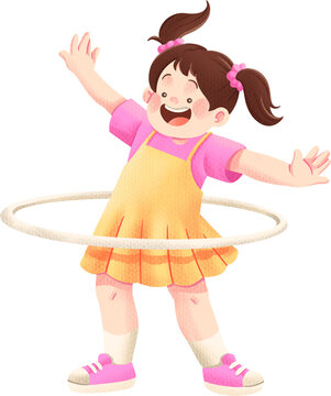 Little Girl Playing Hoolahoop Illustration