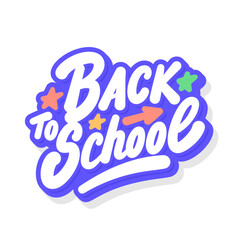 Back to school. Vector handwritten lettering sticker.