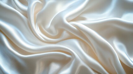Obraz premium Draped White Satin Fabric with Soft, Gentle Waves