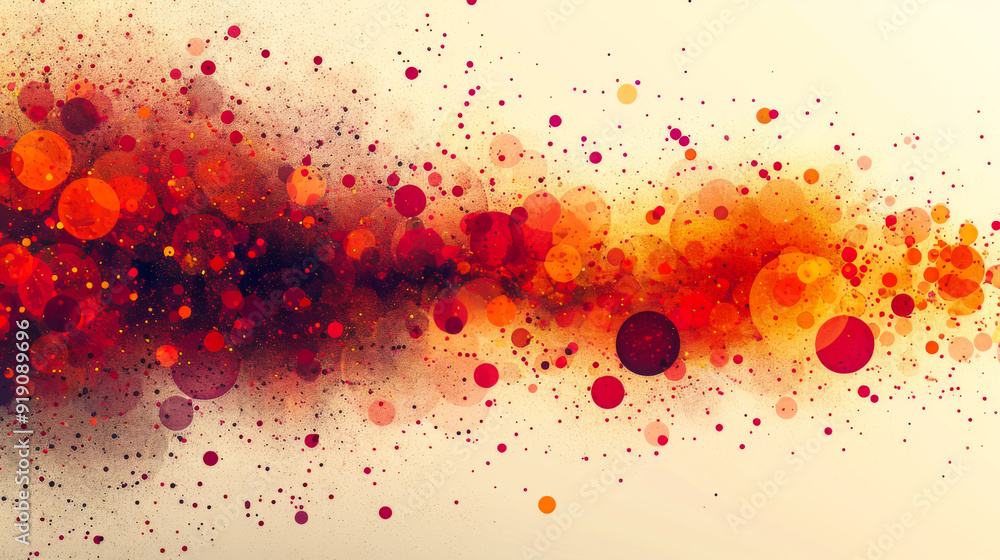 Aufkleber a colorful, abstract background with red and orange squares and circles. the background is filled wi