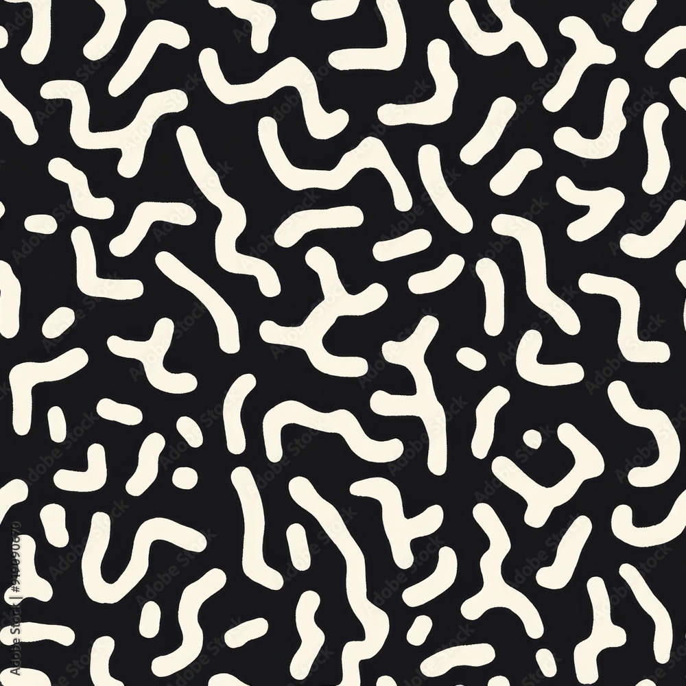 Aufkleber a minimalist abstract pattern featuring white, wavy lines on a black background, suitable for variou