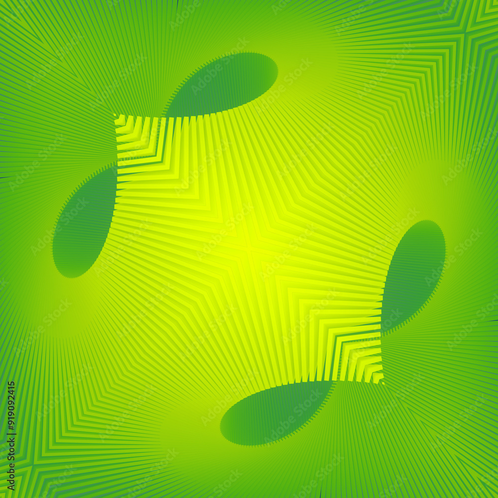 Aufkleber Geometric abstract yellow-green background with symmetrical composition. 3d rendering digital illustration