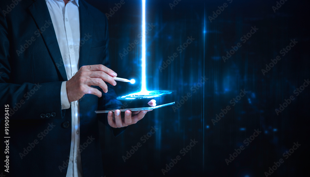 Aufkleber future network concept hand touching the metaverse universe, a conceptual shift in digital transform