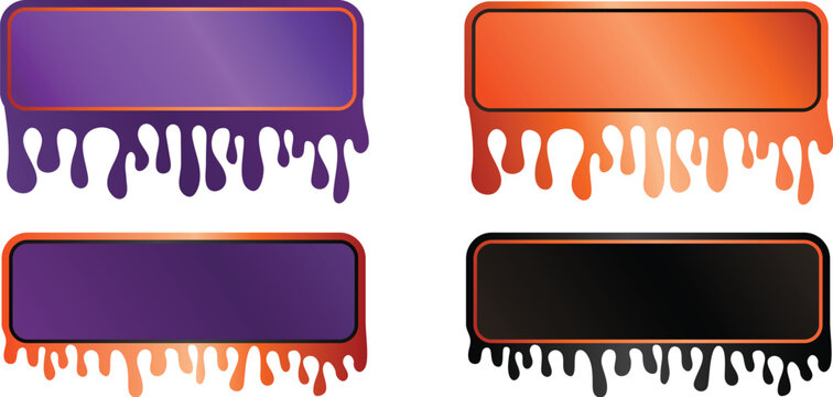 Flat spooky labels set with dripping blood for halloween design and decoration