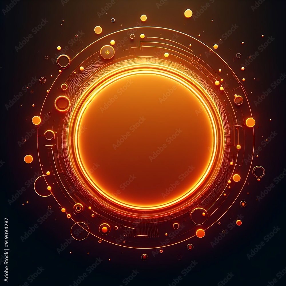 Poster A circle of glowing dots with a black background. The circle is the center of attention and the dots surround it. The image has a futuristic and abstract feel to it