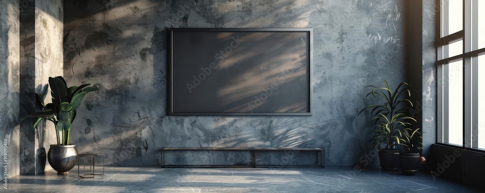 Aufkleber highresolution photo frame design showing correct scale and proportion with wall and floor elements,