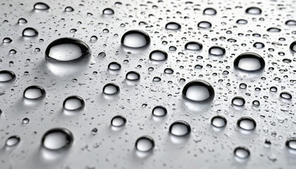Gouttes eau pluie rosée vitre fond blanc.