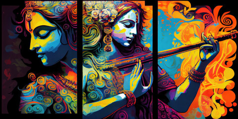 Lord Krishna 3D Mural Painting – Stunning 3D Design Featuring Divine Krishna Imagery in a Detailed Mural, Perfect for Spiritual and Artistic Spaces