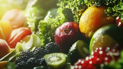 A fresh and vibrant assortment of fruits and vegetables for a healthy diet.