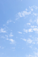 beautiful blue sky and white fluffy group of clouds with sunrise in the morning, natural background