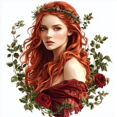 Illustration of Persephone on a white background