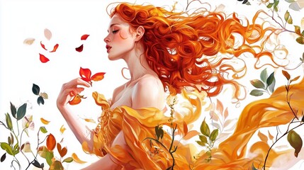 Illustration of Persephone on a white background