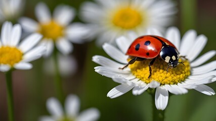 Fototapeta premium ladybug on camomile