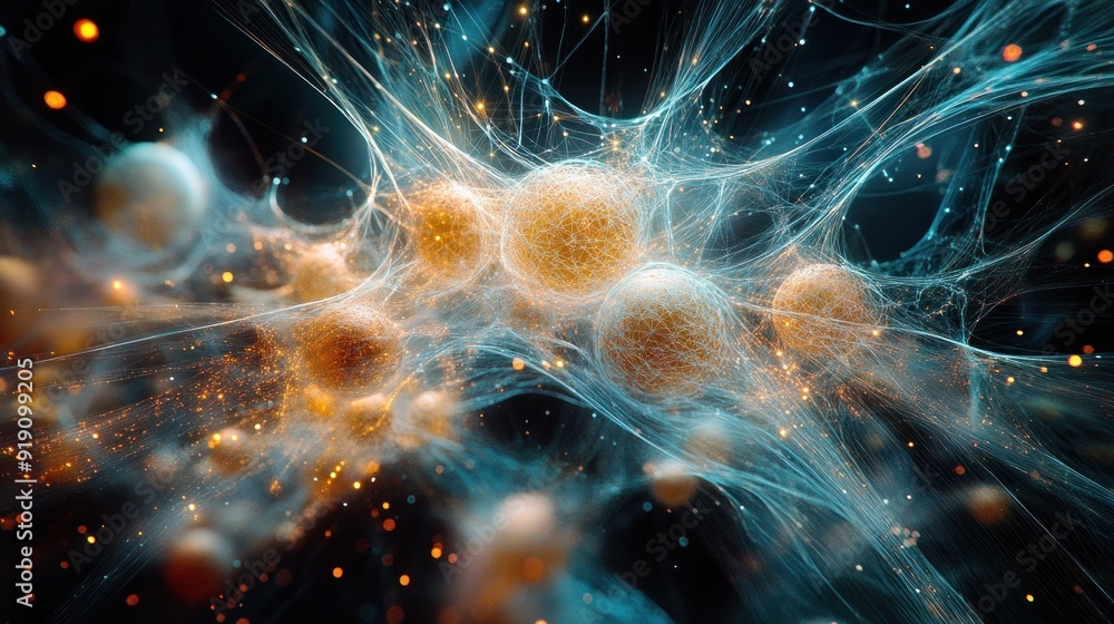 Poster abstract network of light and color