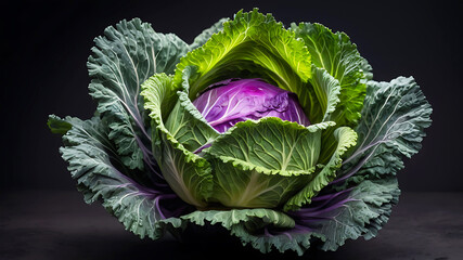 A Vibrant and colorful cabbage on a table