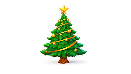 A Christmas tree 3d render icon on a white background