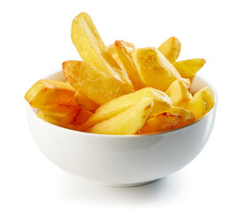 fried potatoes on white background