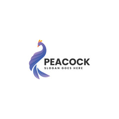 Obraz premium Vector Logo Illustration Peacock Gradient Colorful Style