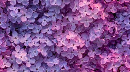 Fototapeta premium Purple and pink lilac flowers in full bloom spring beauty seamless pattern