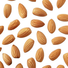 A close up of almonds with a white background