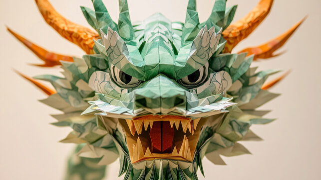 a dragonhead made of paper