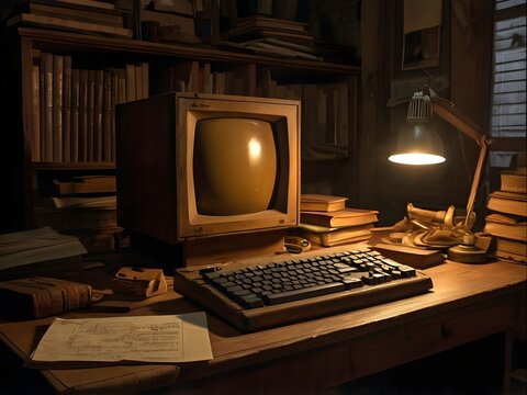old computer with vintage memories