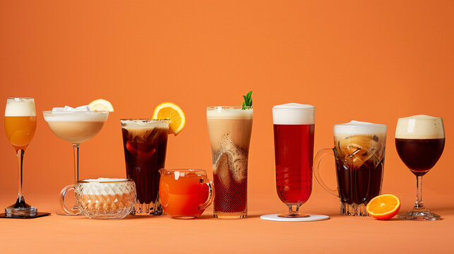 Images featuring a variety of beverages, from coffee to cocktails