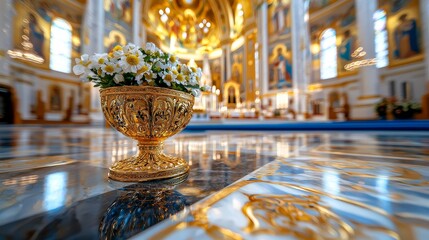 Ornate iconostasis in Eastern Orthodox church