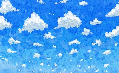 ぽつぽつ雲が浮かぶ青空の背景素材