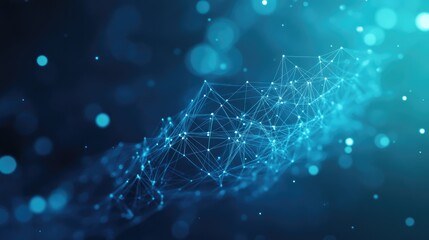 Blue abstract background with a network grid and particles connected